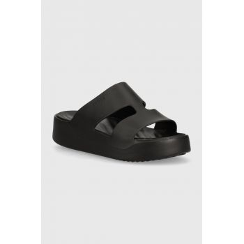 Crocs papuci Gataway Platform H - Strap femei, culoarea negru, cu platforma, 209409