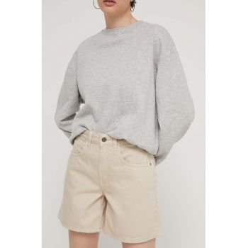 Desigual pantaloni scurti din bumbac SURY culoarea bej, neted, high waist, 24SWDD54 ieftini