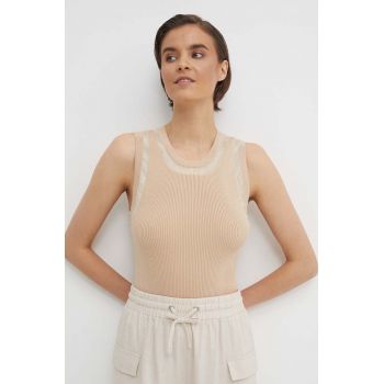 Dkny top femei, culoarea bej, P4BSAP22