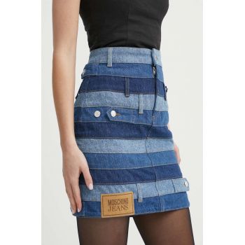 Moschino Jeans fusta jeans mini, drept