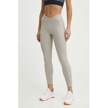 Reebok jambiere de yoga LUX Collection culoarea bej, neted, 100076114