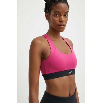 Reebok sutien sport Identity Training culoarea roz, modelator, 100076233