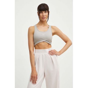 Reebok top de yoga Lux Studio Rib culoarea bej, 100076305