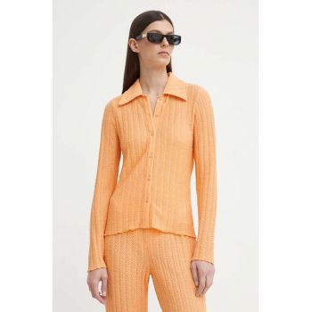 Résumé camasa AbbyRS femei, culoarea portocaliu, cu guler clasic, slim, 20471120 ieftina