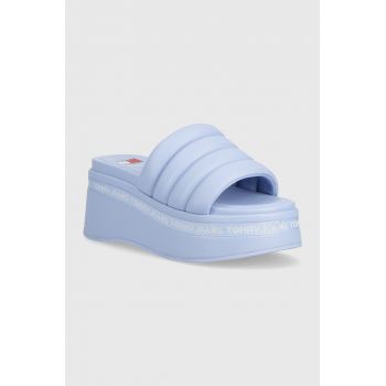 Tommy Jeans papuci TJW WEDGE SANDAL femei, toc pana, EN0EN02455