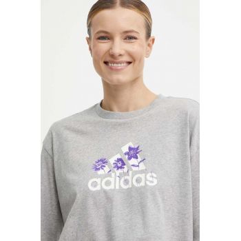 adidas tricou din bumbac femei, culoarea gri