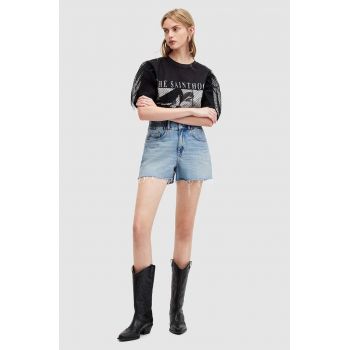 AllSaints pantaloni scurti jeans HAILEY DENIM SHORT femei, neted, high waist, W006EA