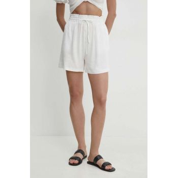 Answear Lab pantaloni scurți cu in culoarea alb, melanj, high waist