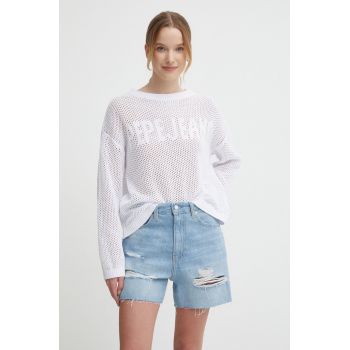 Pepe Jeans pulover de bumbac GISELE culoarea alb, light, PL702131