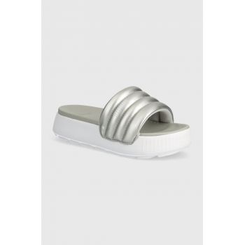 Puma papuci Karmen Slide Puffy femei, culoarea gri, cu platforma, 395399