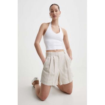 Abercrombie & Fitch pantaloni scurti din in culoarea bej, neted, high waist