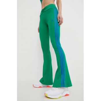 adidas Originals colanți RIB FLRD Leggin femei, culoarea verde, cu imprimeu, JG8046