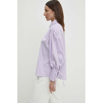 Answear Lab camasa din bumbac femei, culoarea violet, cu guler clasic, relaxed