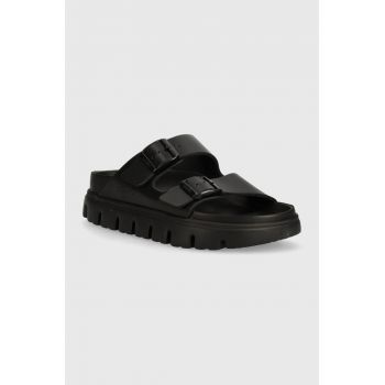 Birkenstock slapi de piele BIRKENSTOCK X PAPILLIO Arizona Chunky Exq femei, culoarea negru, 1024565