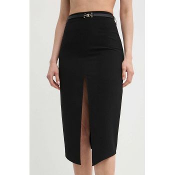 Elisabetta Franchi fusta culoarea negru, midi, drept, GO02742E2