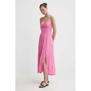 Hollister Co. rochie culoarea roz, midi, evazati