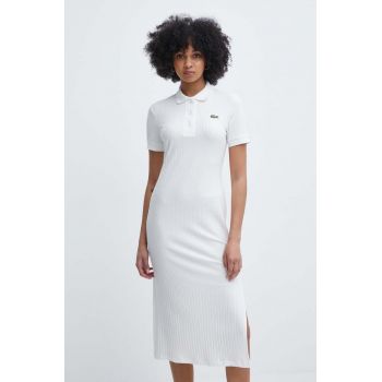 Lacoste rochie culoarea bej, midi, drept