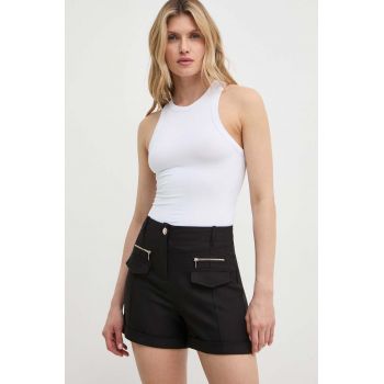 Morgan pantaloni scurti SHAKO.F femei, culoarea negru, neted, high waist, SHAKO.F