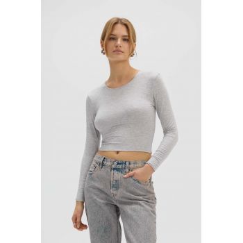 Saint Body bluza CROP TOP GREY femei, culoarea gri, melanj, SB.531