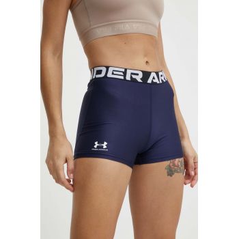 Under Armour pantaloni scurți de antrenament Authentics culoarea albastru marin, cu imprimeu, medium waist