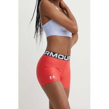 Under Armour pantaloni scurți de antrenament Authentics culoarea rosu, cu imprimeu, medium waist