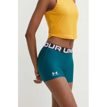 Under Armour pantaloni scurți de antrenament Authentics culoarea turcoaz, cu imprimeu, medium waist