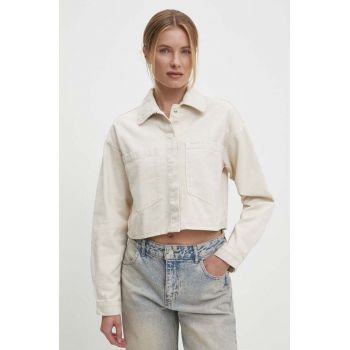 Answear Lab geaca jeans femei, culoarea bej, de tranzitie