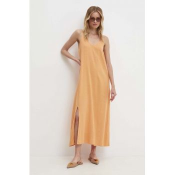 Answear Lab rochie din in culoarea portocaliu, maxi, evazati ieftina
