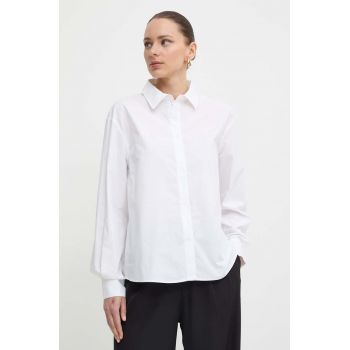Armani Exchange camasa din bumbac femei, culoarea alb, cu guler clasic, regular, 3DYC27 YN4RZ