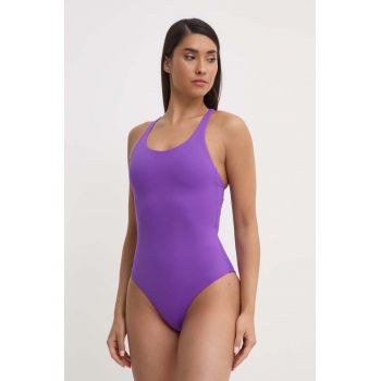 Casall costum de baie dintr-o bucată Deep Racerback culoarea violet, cupa moale