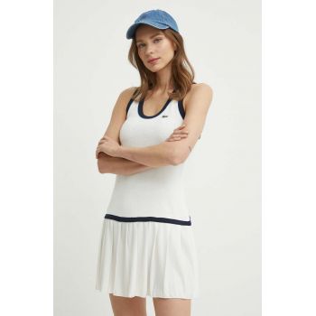 Lacoste rochie culoarea alb, mini, evazati