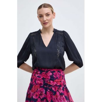 Morgan bluza OUMAGE femei, culoarea albastru marin, neted, OUMAGE