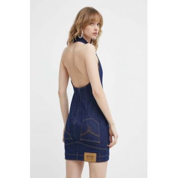 Moschino Jeans rochie jeans culoarea albastru marin, mini, drept