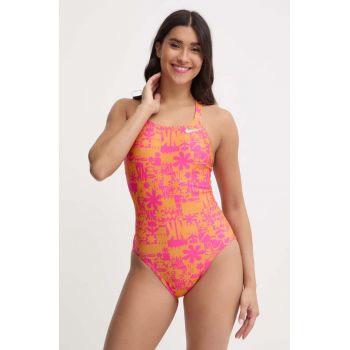 Nike costum de baie dintr-o bucată Hydrastrong Multi Print culoarea portocaliu, cupa moale