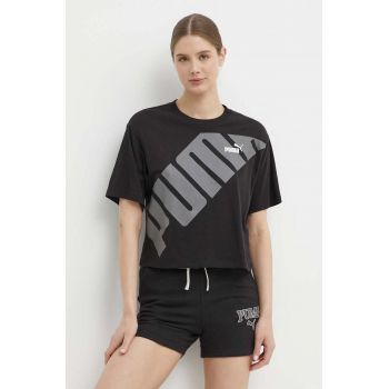 Puma tricou din bumbac POWER femei, culoarea negru, 677896