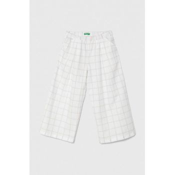 United Colors of Benetton pantaloni de in pentru copii culoarea alb, neted