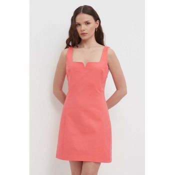 Sisley rochie culoarea portocaliu, mini, evazati