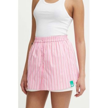 United Colors of Benetton fustă pantaloni culoarea roz, modelator, high waist la reducere