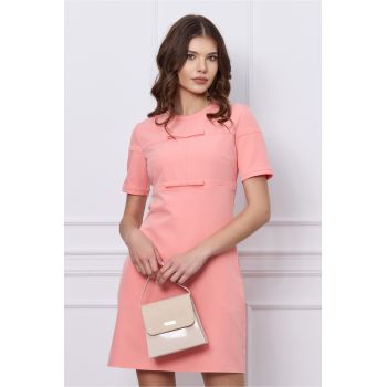 Rochie office somon cu funde pe bust