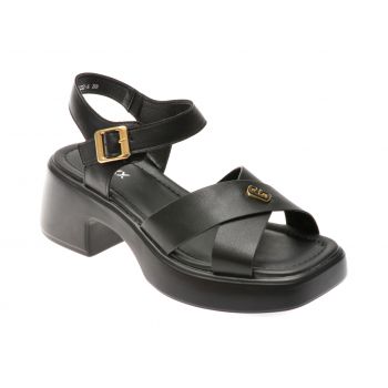 Sandale casual GRYXX negre, 23033K, din piele naturala