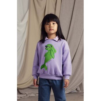 Mini Rodini bluza copii Dolphin culoarea violet, cu imprimeu