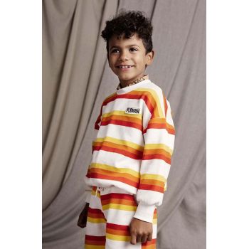 Mini Rodini hanorac de bumbac pentru copii Stripe culoarea portocaliu, modelator