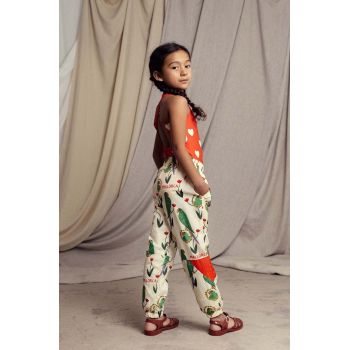 Mini Rodini pantaloni de trening pentru copii Parrots culoarea bej, modelator