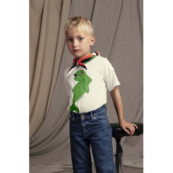 Mini Rodini tricou de bumbac pentru copii Dolphin culoarea alb, cu imprimeu