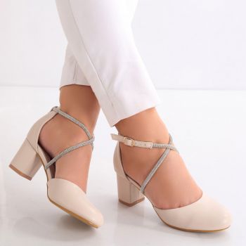 Pantofi dama Beige din Piele Ecologica Graisi