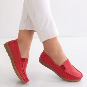 Pantofi dama casual Rosii din Piele Naturala Comoi la reducere