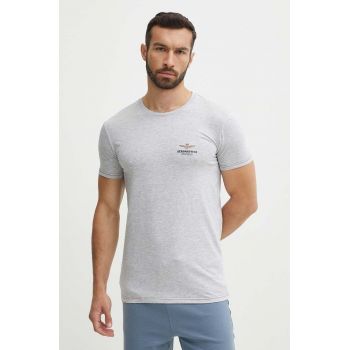 Aeronautica Militare tricou barbati, culoarea gri, cu imprimeu, AM1UTI003 ieftin