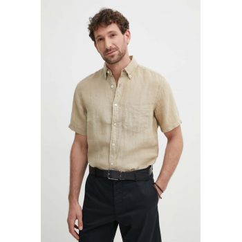 Gant camasa de in culoarea bej, cu guler button-down, regular