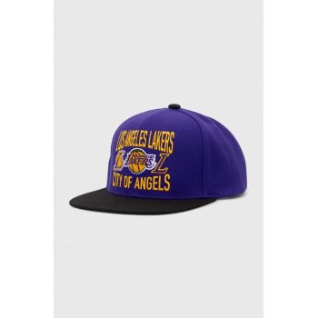 Mitchell&Ness sapca NBA LOS ANGELES LAKERS culoarea violet, cu imprimeu de firma originala