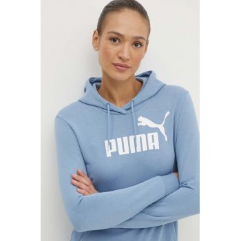 Puma bluză femei, culoarea violet, cu glugă, imprimeu, 586797